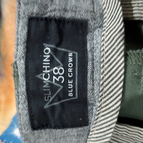 SLIM CHINO BLUE CROWN ARMY GREEN SHORTS SIZE 38 TILLYS CLASSIC NORMCORE - Picture 5 of 6